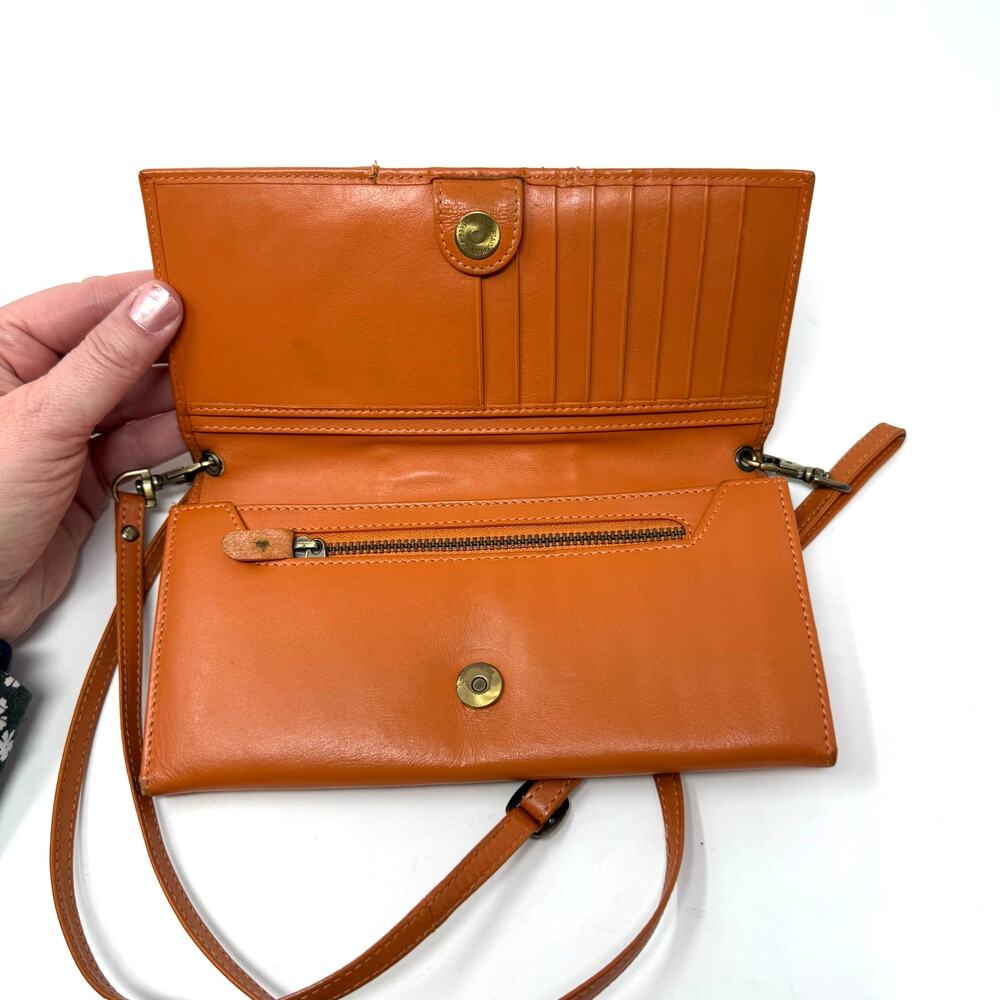 Annelle Save The Bees Crossbody Clutch Wallet Orange Brown Rainbow Stripes Boho - Picture 9 of 11